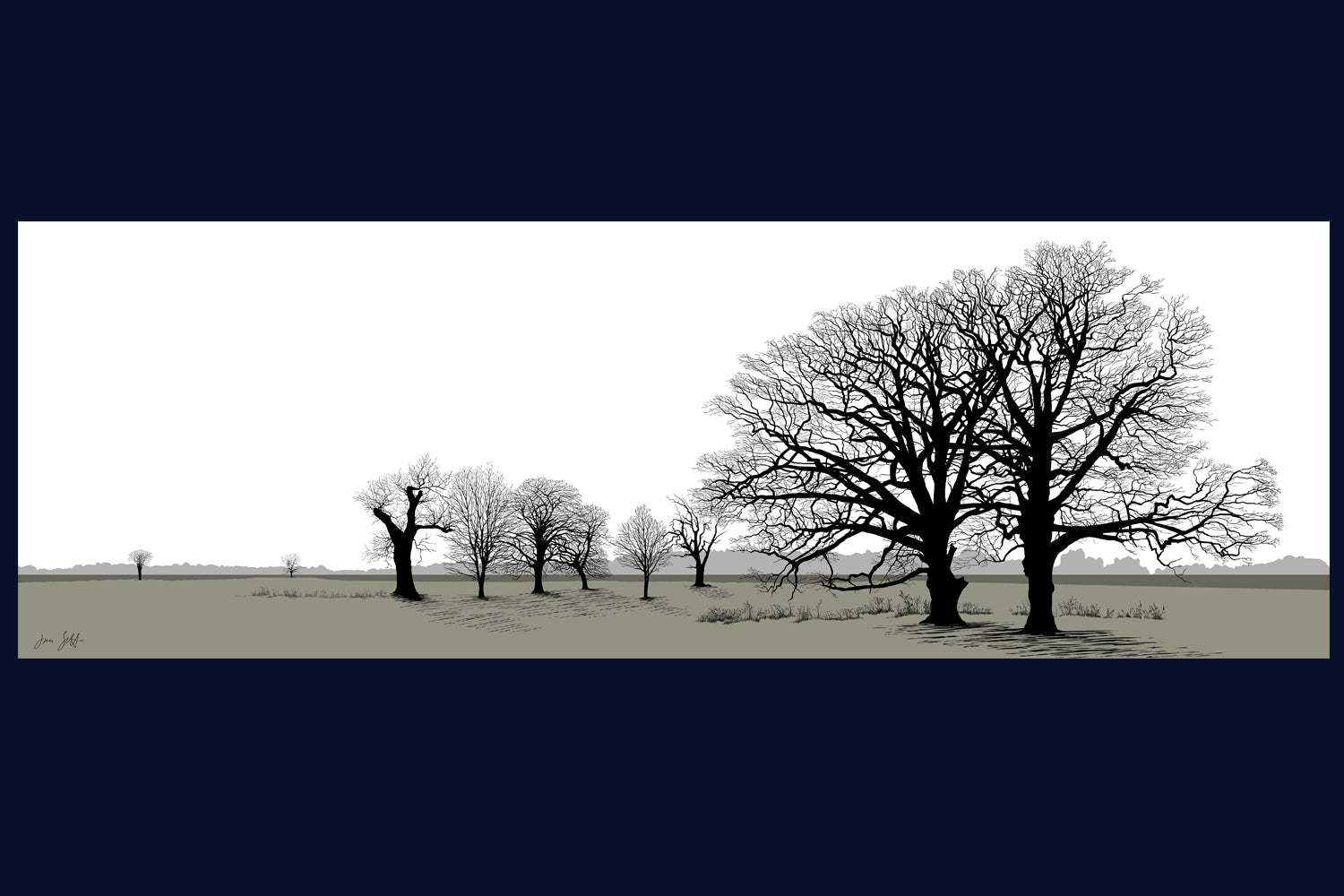 Two Oaks Felbrigg Norfolk. Framed fine art print by Jack Scott