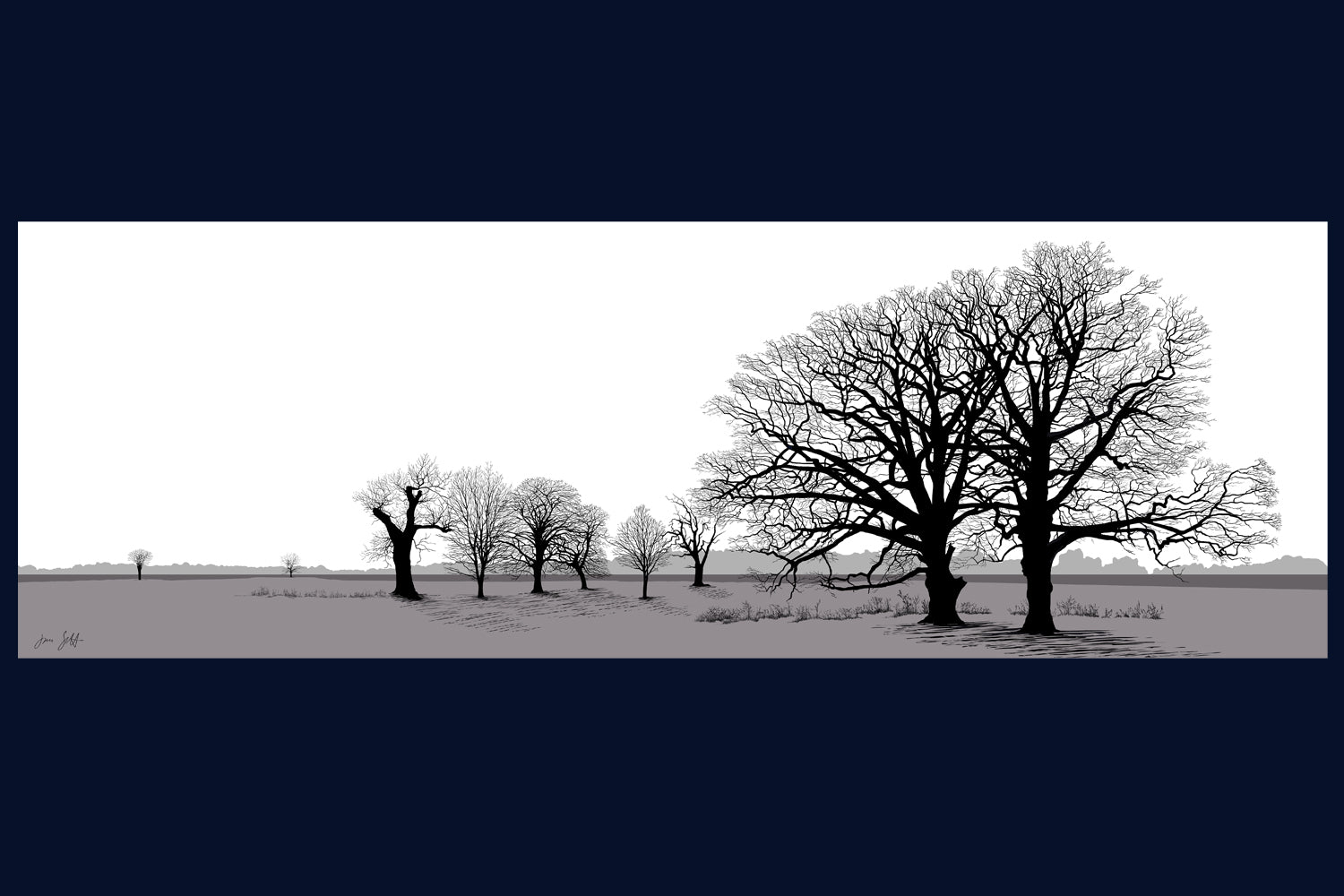 Two Oaks Felbrigg Norfolk. Framed fine art print by Jack Scott