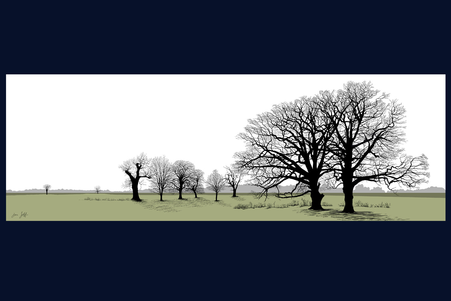Two Oaks Felbrigg Norfolk. Framed fine art print by Jack Scott