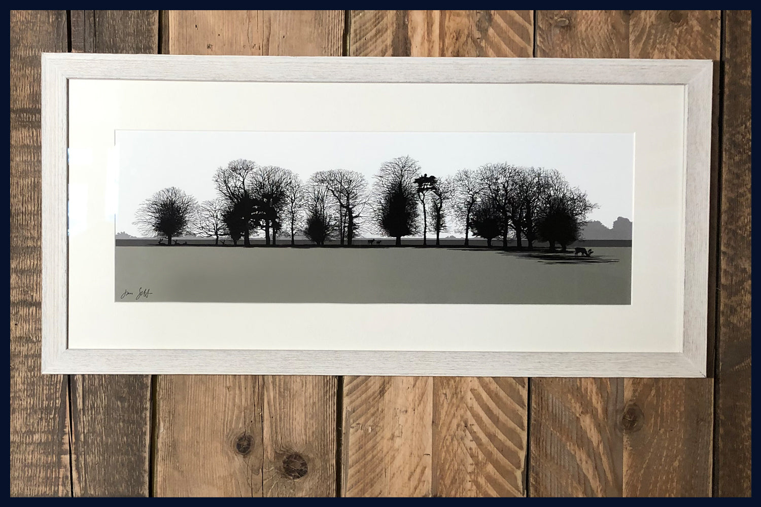 Framed View from Gunton Arms, Norfolk. Arboretum Colour Block Collection Fine Art Print - available in 9 colours